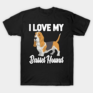 I Love My Basset Hound Tshirt Funny Gifts for Men Women Kids T-Shirt